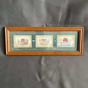 Noahs Ark "God Keeps His Promises" Framed Art Print With Wooden Frame 3 Panels 1